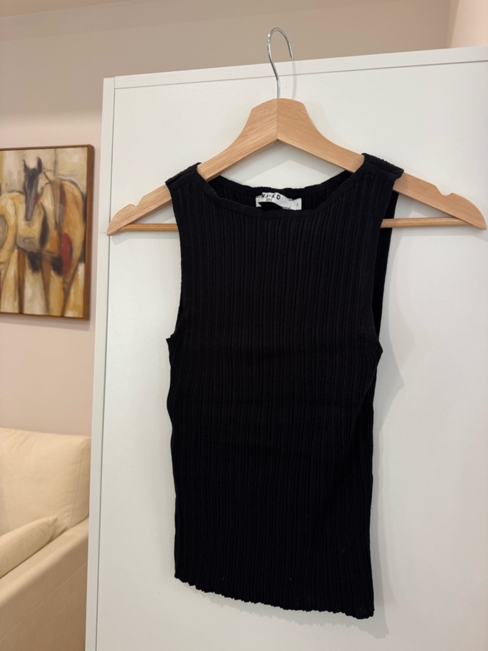 NA-KD Black Ribbed Sleeveless Tank Top